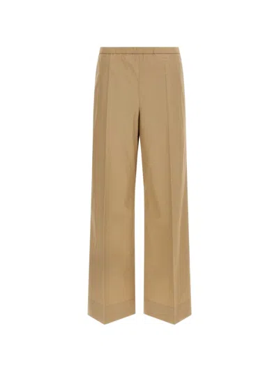 Moncler Loose Cotton Pants In Brown