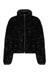 Moncler Textured Cropped Down Jacket With High Collar In Black