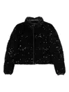 Moncler Textured Cropped Down Jacket With High Collar In Black