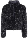 Moncler Textured Cropped Down Jacket With High Collar In Black