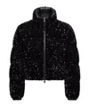 Moncler Louvi Sequin-embroidered Short Down Jacket In Black
