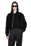 Moncler Textured Cropped Down Jacket With High Collar In Black
