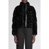Moncler Louvi Sequin Faux Shearling Down Jacket In Black