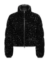 Moncler Louvi Sequin-embroidered Short Down Jacket In Black