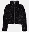 Moncler Louvi Sequin-embroidered Short Down Jacket In Black