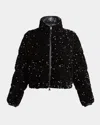 Moncler Louvi Sequined Short Down Jacket In Black