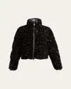 Moncler Louvi Sequin-embroidered Short Down Jacket In Black