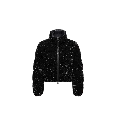 Moncler Louvi Sequin-embroidered Short Down Jacket, Women, Black, Size: 3