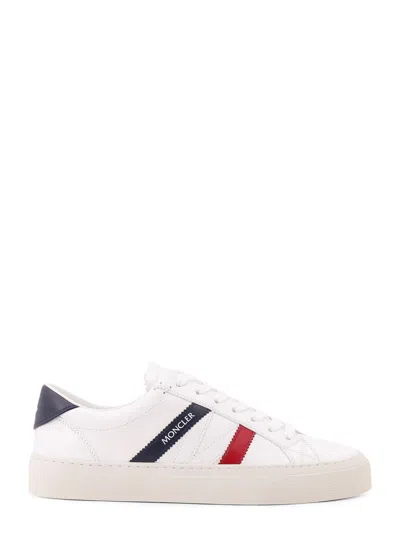 Moncler Monaco M Striped Leather Sneakers In White