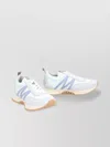 Moncler Low-top Sneakers With Nylon And Leather In Blue