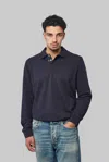 Moncler Ls Polo In Blue