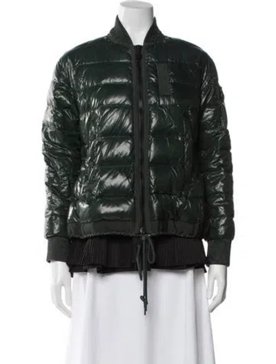 Pre-owned Moncler Lucy Nylon Bomber Jacket In Green