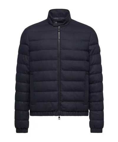 Moncler Luray Cashmere Blend Short Down Jacket In Blue