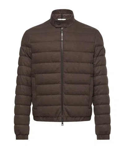Moncler Luray Cashmere Blend Short Down Jacket In Brown