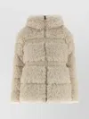 Moncler Luxe Down Jacket With Faux Fur Texture In Neutral