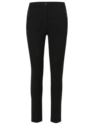 Moncler Luxurious Raffia Canvas Straight Leg Trousers In Black For Women