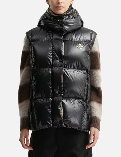 Moncler Luzule Hooded Down Gilet In Black