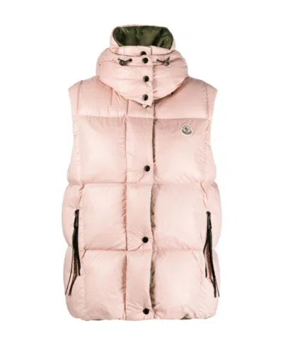 Moncler Luzule Logo-patch Padded Gilet In Pink