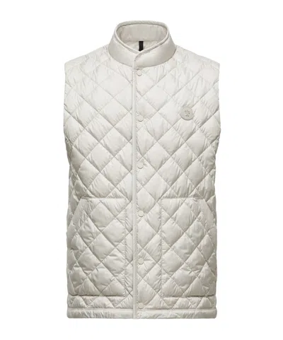 Moncler Lycope Diamond-quilted Down Vest In Neutral