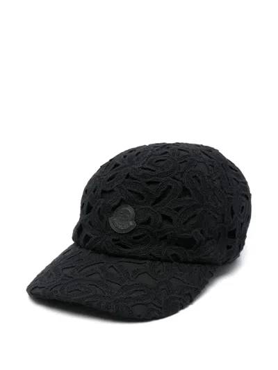 Moncler Macramé Baseball Cap In Black