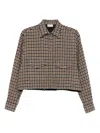 Moncler Macro-check Wool Overshirt In Brown