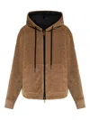 Moncler Reversible Jacket With Drawstring Hood And Logo Patch On The Sleeve In Brown