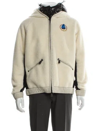 Pre-owned Moncler Maglia Cardigan Fleece Hooded Bomber Jacket In Neutral