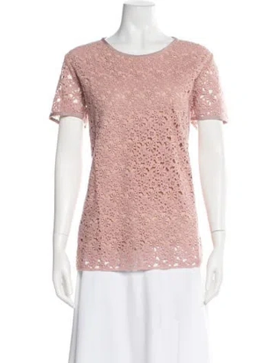 Pre-owned Moncler Maglia Girocollo Lace Pattern Top In Pink