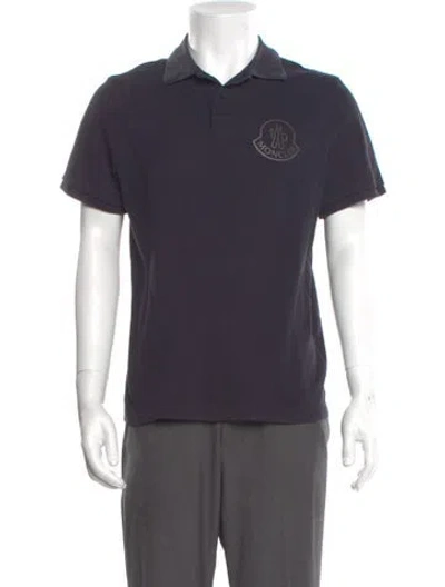 Pre-owned Moncler Maglia Polo Manica Corta Graphic Print Polo Shirt In Blue