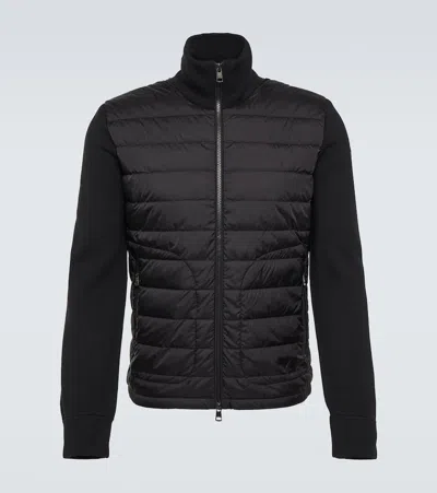 Moncler Wool Blend Tricot Down Jacket In Navy