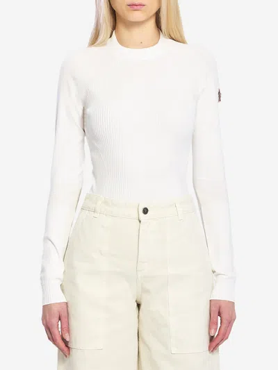 Moncler Knitted Crew Neck Sweater. In White