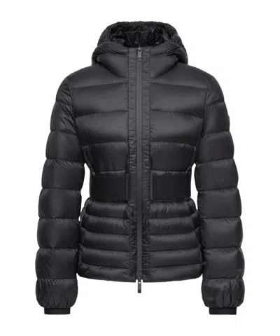Moncler Magnolia Hooded Short Down Jacket In Animal Print