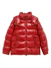 Moncler Short Down Jacket Hooded Design In Red