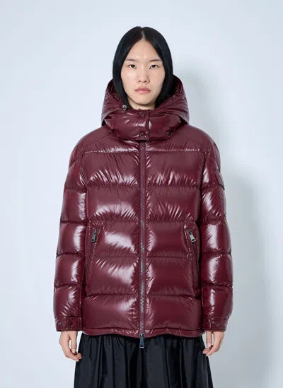 Moncler Maire Hooded Down Jacket In Burgundy