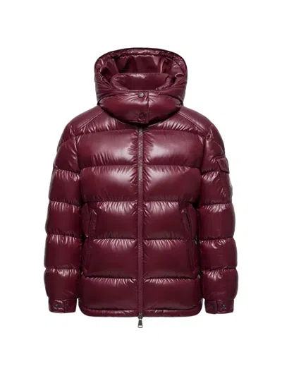 Moncler Short Hooded Down Jacket Detachable Hood In Red
