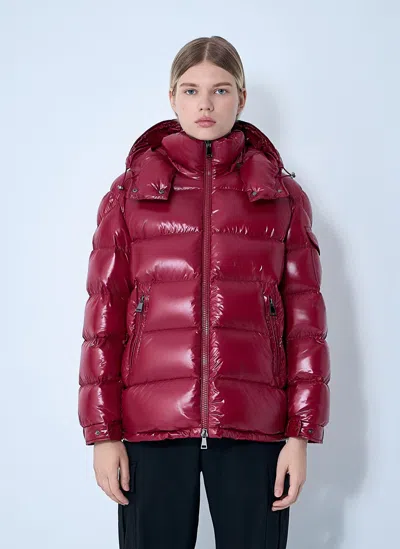 Moncler Maire Hooded Short Down Jacket In Burgundy