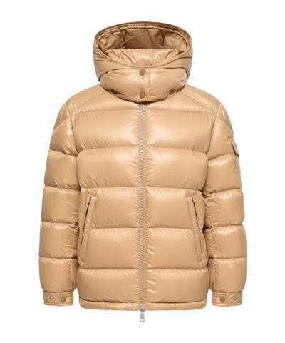 Moncler Maire Hooded Short Down Jacket In Brown