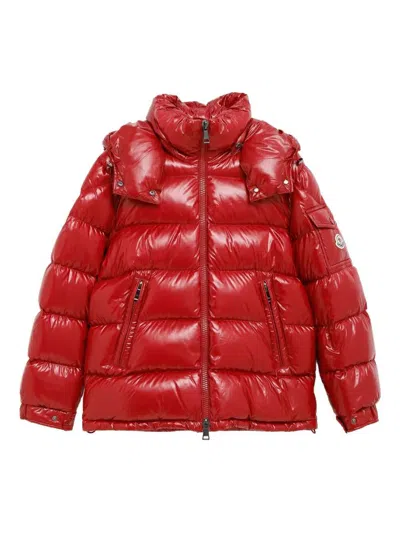 Moncler Maire Hooded Short Down Jacket Clothing In Red