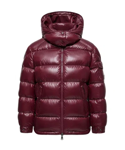 Moncler Short Hooded Down Jacket Detachable Hood In Red