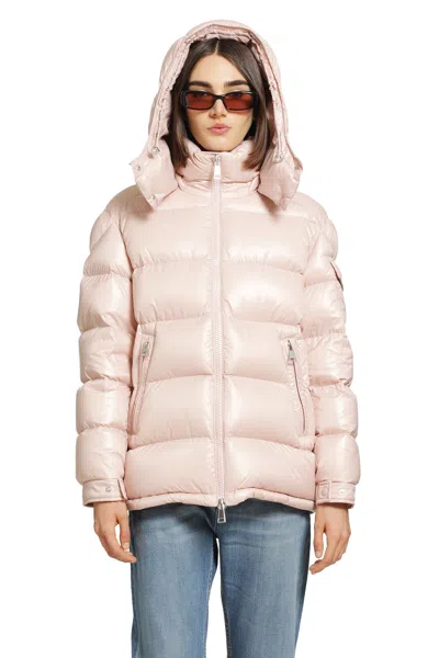 Moncler Maire Hooded Short Down Jacket In Pink