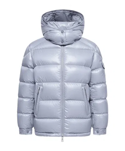 Moncler Maire Hooded Short Down Jacket In Blue