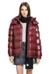 Moncler Ruby Red Down Jacket In Lacquered Nylon In Red