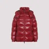 Moncler Short Down Jacket Hooded Design In Red