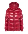 Moncler Ruby Red Down Jacket In Lacquered Nylon In Red
