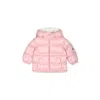 MONCLER MAIRE PINK DOWN JACKET FOR BABY GIRL WITH LOGO