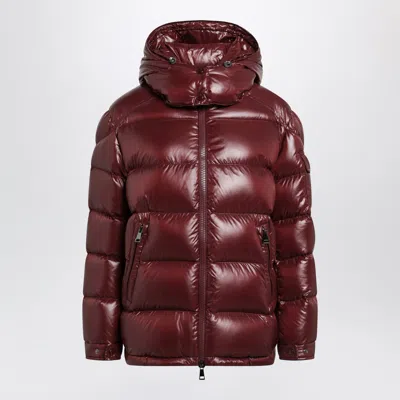 Moncler Maire Puffer Down Jacket In Quilted Laquered Nylon In Burgundy