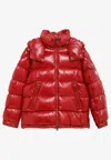 Moncler Short Down Jacket Hooded Design In Red