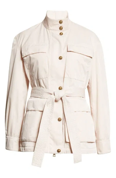 Moncler Maitake Leather-trimmed Jacket In Neutral
