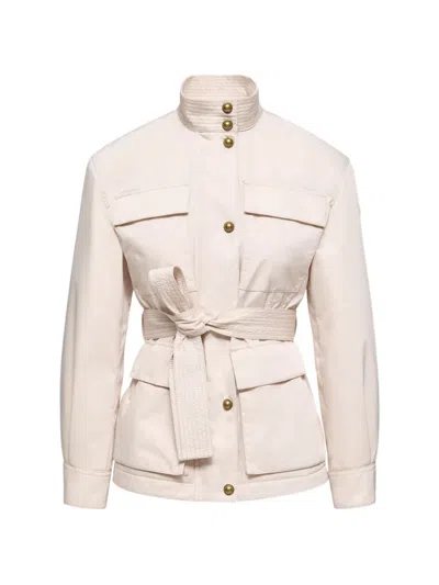 Moncler Maitake Leather-trimmed Jacket In Neutral
