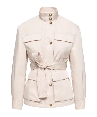 Moncler Maitake Leather-trimmed Jacket In Neutral